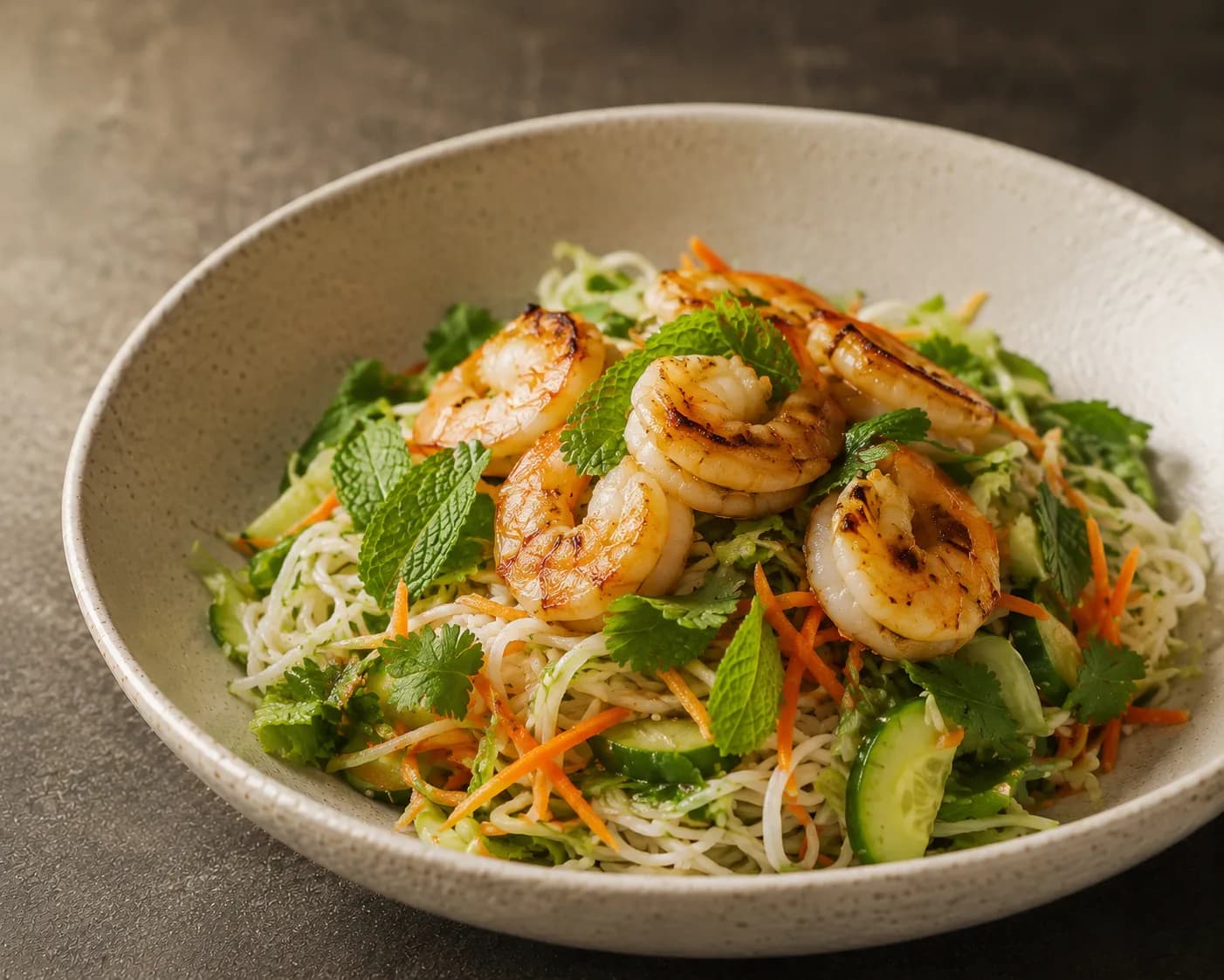 Vietnamese prawn bowl, rice noodle